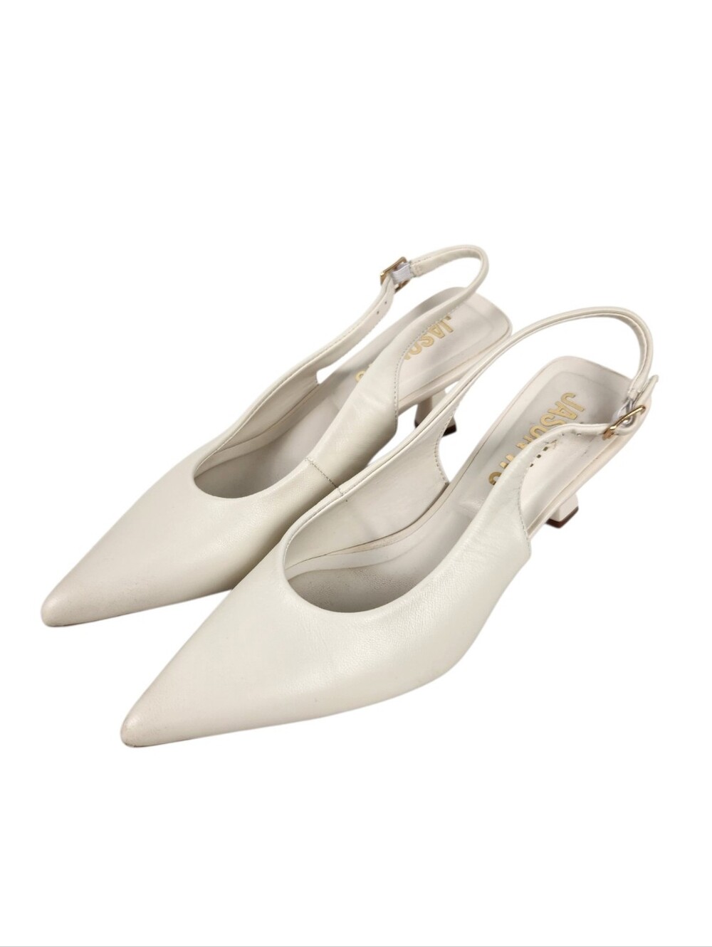 Jason Wu Bosna Slingback Kitten Heel Pumps Ivory Leather Womens Size 6.5